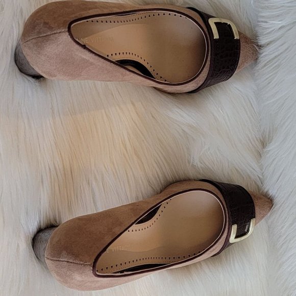 ADRIENNE VITTADINI Women's Nanna Buckle Block Heel Pointed Toe Suede Shoes 8.5 - Picture 13 of 13